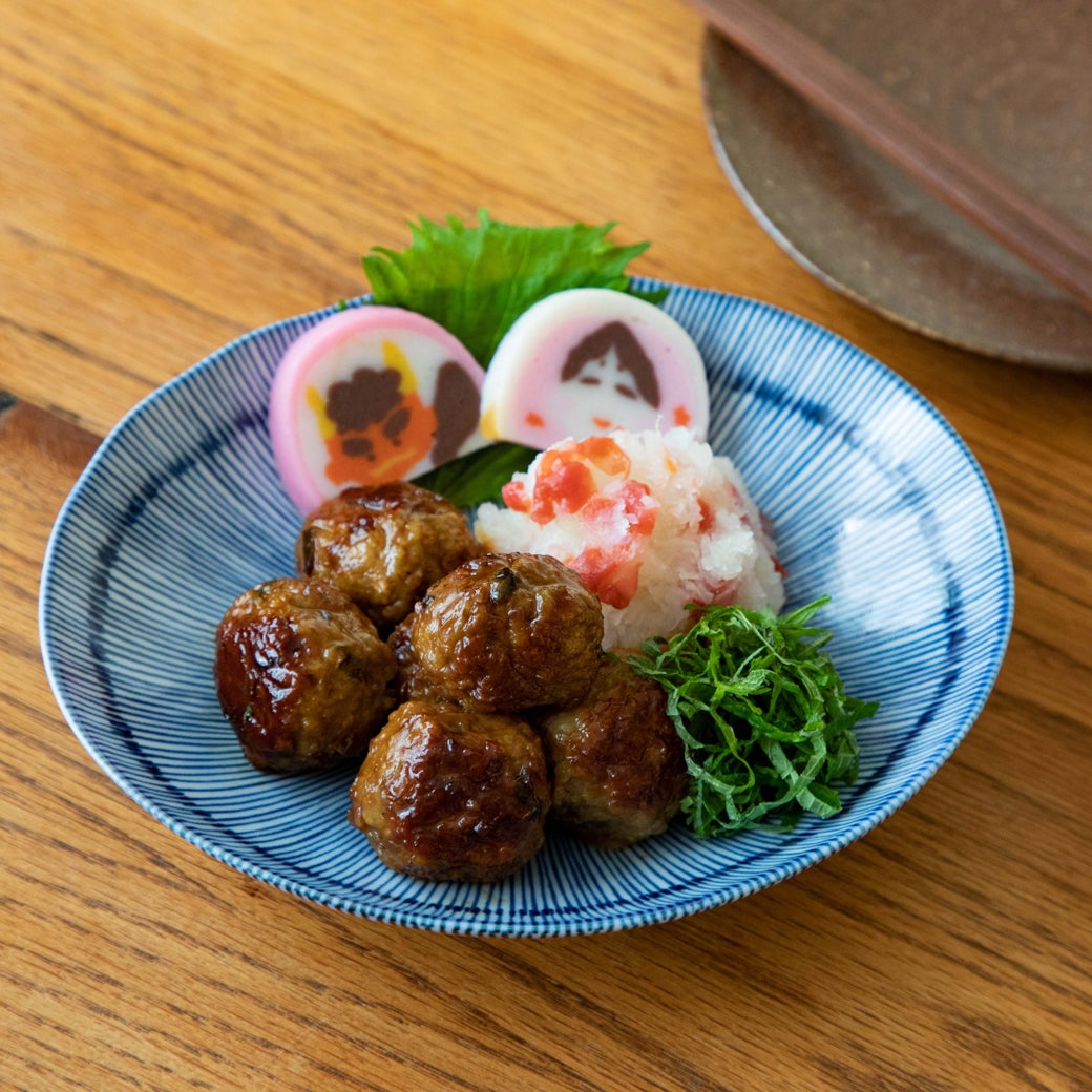 ふんわりつみれ　鰯の照り焼き梅おろしのせ